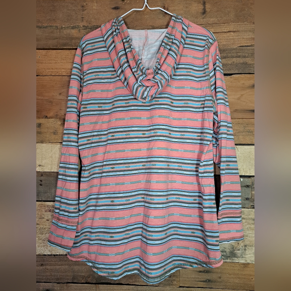 Ladies Panhandle Slim Pullover‎ Hoodie Pink and Blue Serape 1X - Picture 3 of 3
